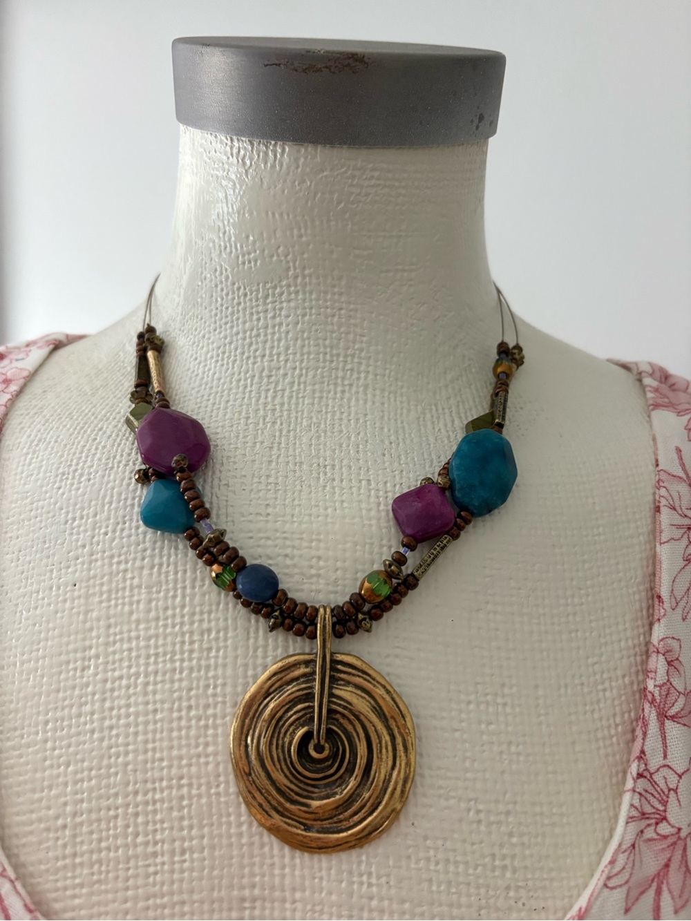 Chico's Gold Spiral Pendant Necklace and earrings set